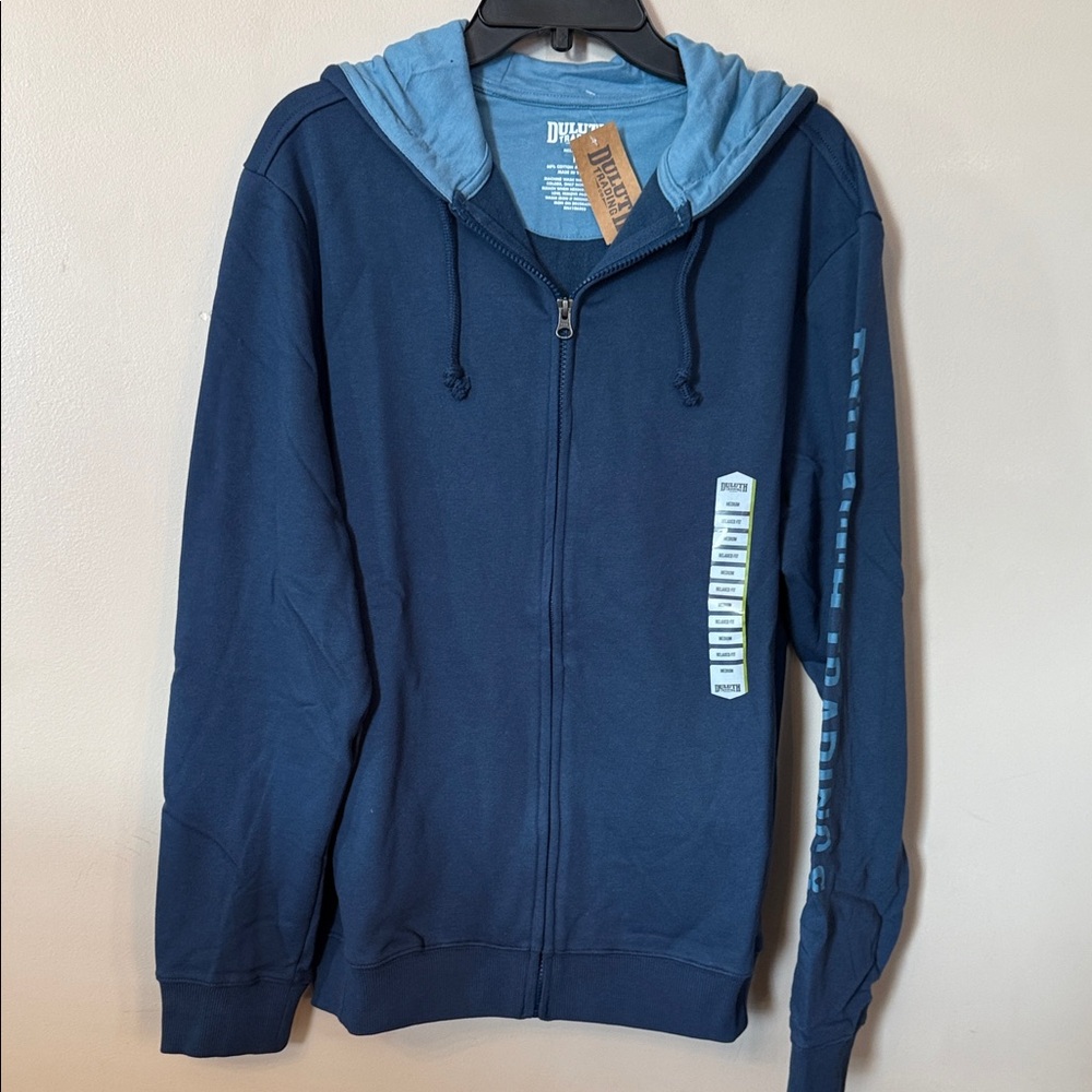 Duluth Trading Co Navy and Light Blue Hoodie